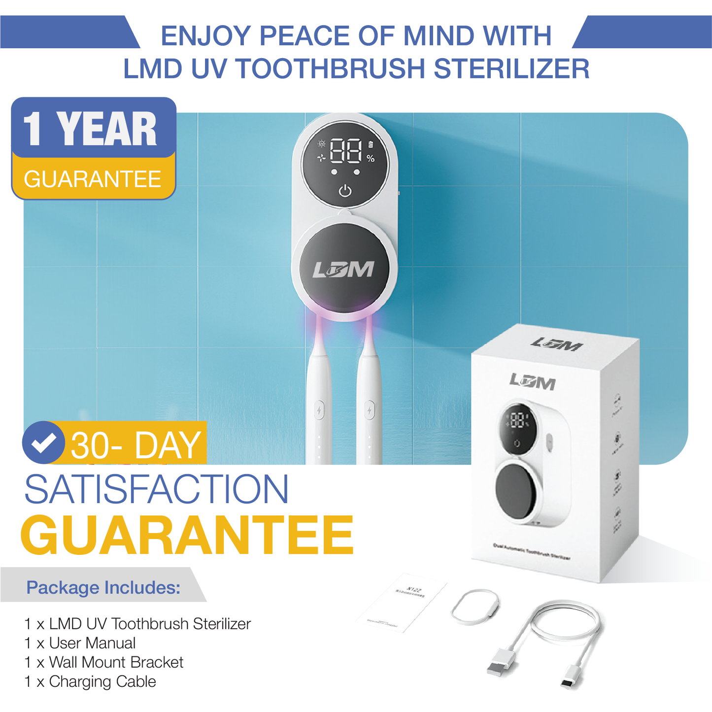 LDM™ UltraClean Pro - UV Toothbrush Sterilizer & Dryer with Smart Sensor and Wall-Mounted Design