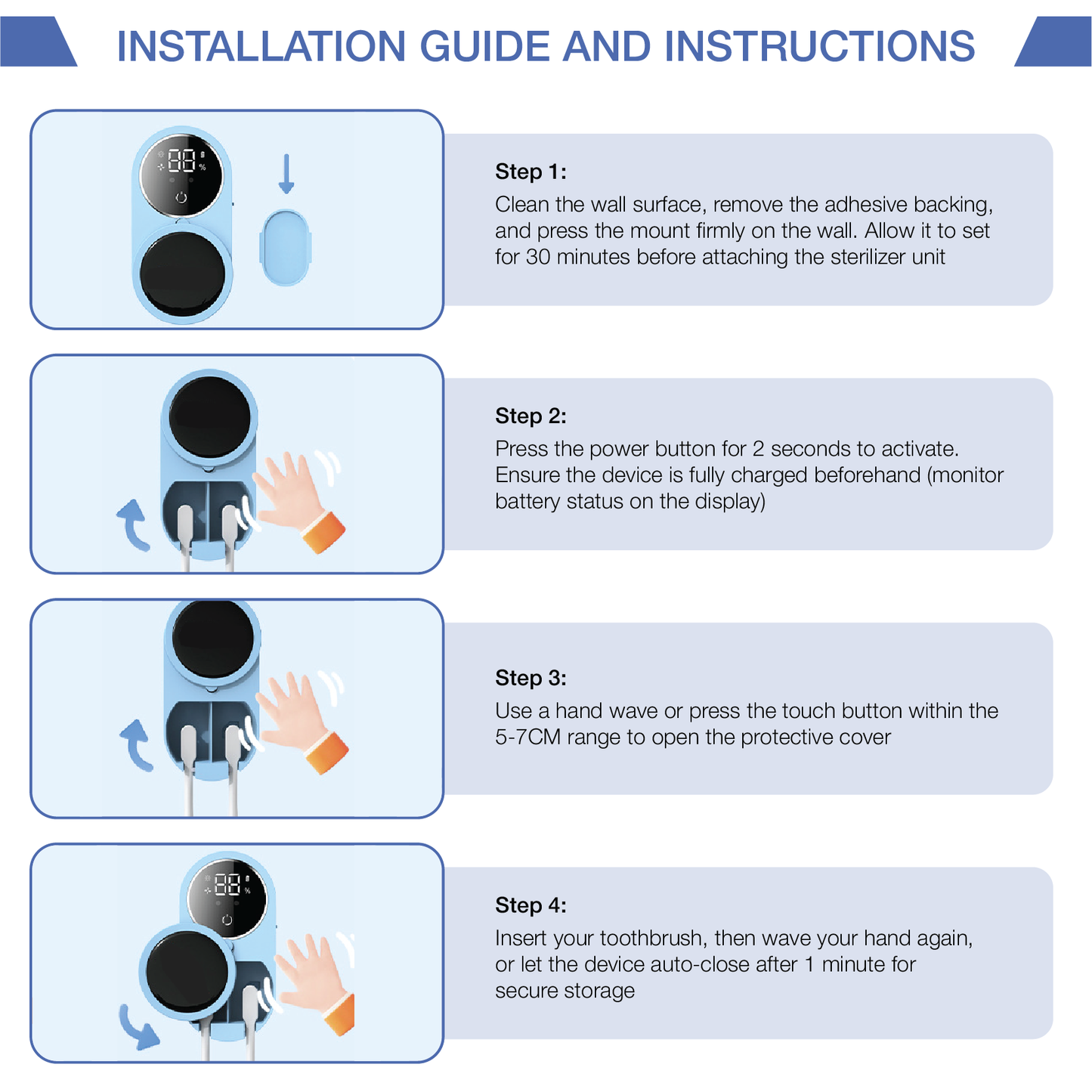 LDM™ UltraClean Pro - UV Toothbrush Sterilizer & Dryer with Smart Sensor and Wall-Mounted Design