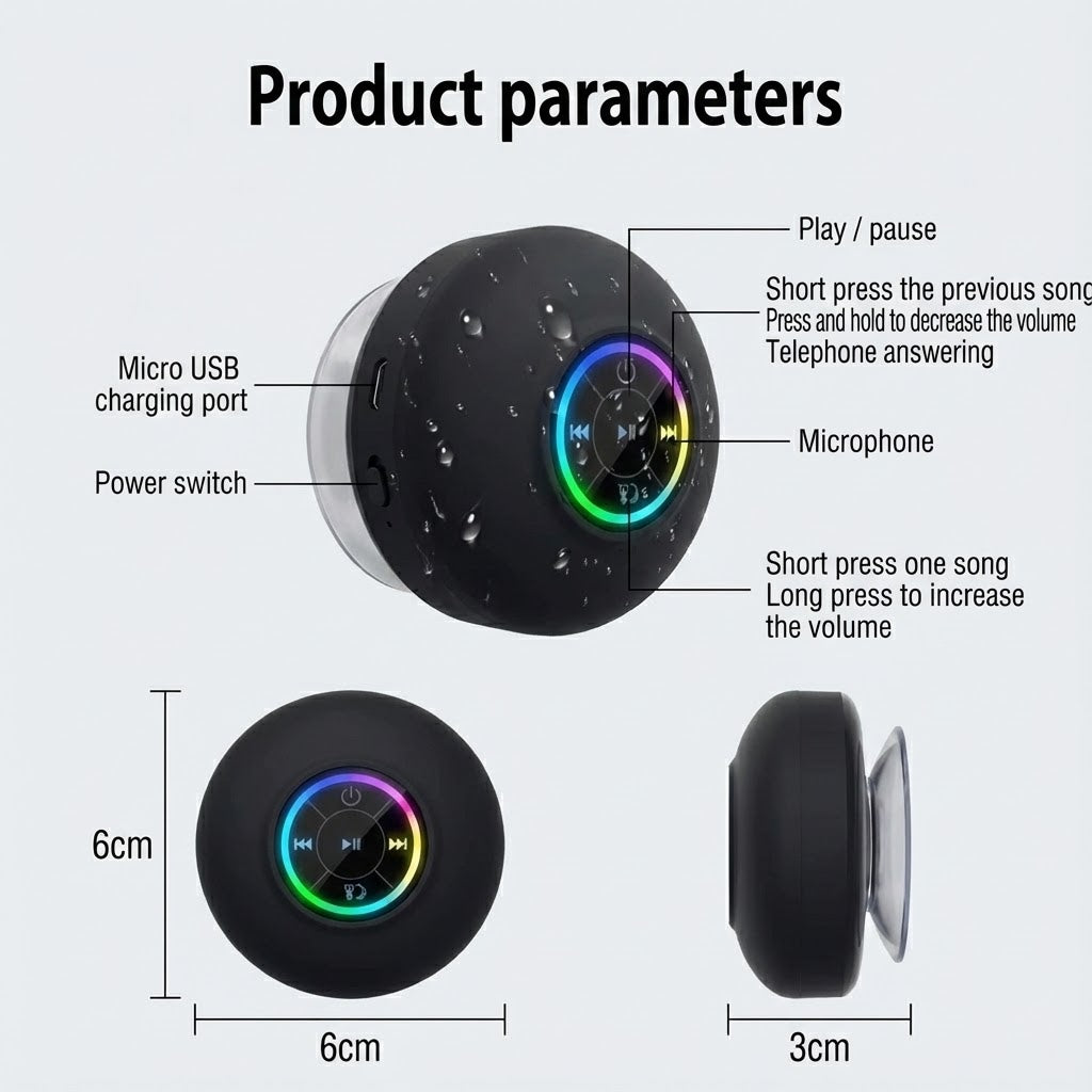 ShowerBox™ RGB Waterproof Suction Bluetooth Speaker