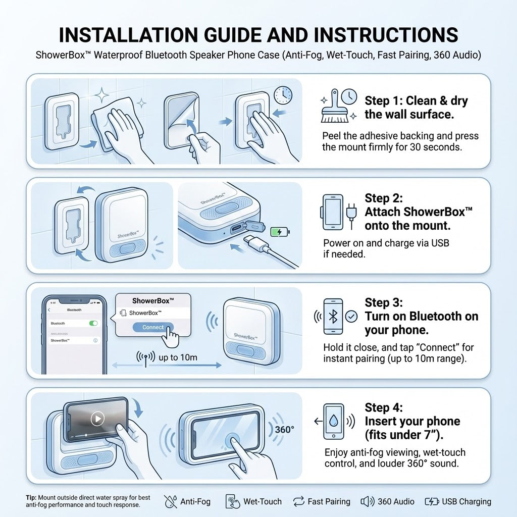 ShowerBox™ Waterproof Bluetooth Speaker Phone Case