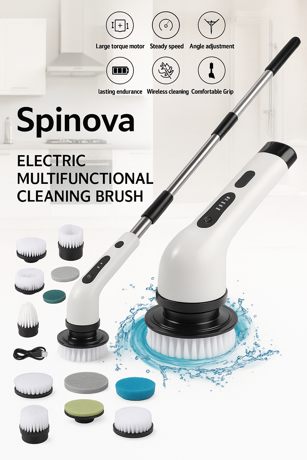 Spinova™ – The 9in1 Electric Cleaning Brush That Does the Scrubbing For You