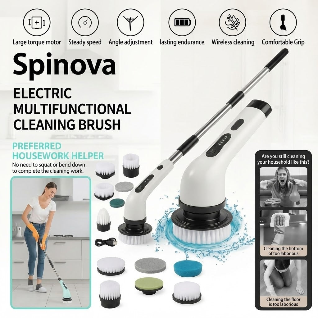 Spinova™ – The 9in1 Electric Cleaning Brush That Does the Scrubbing For You