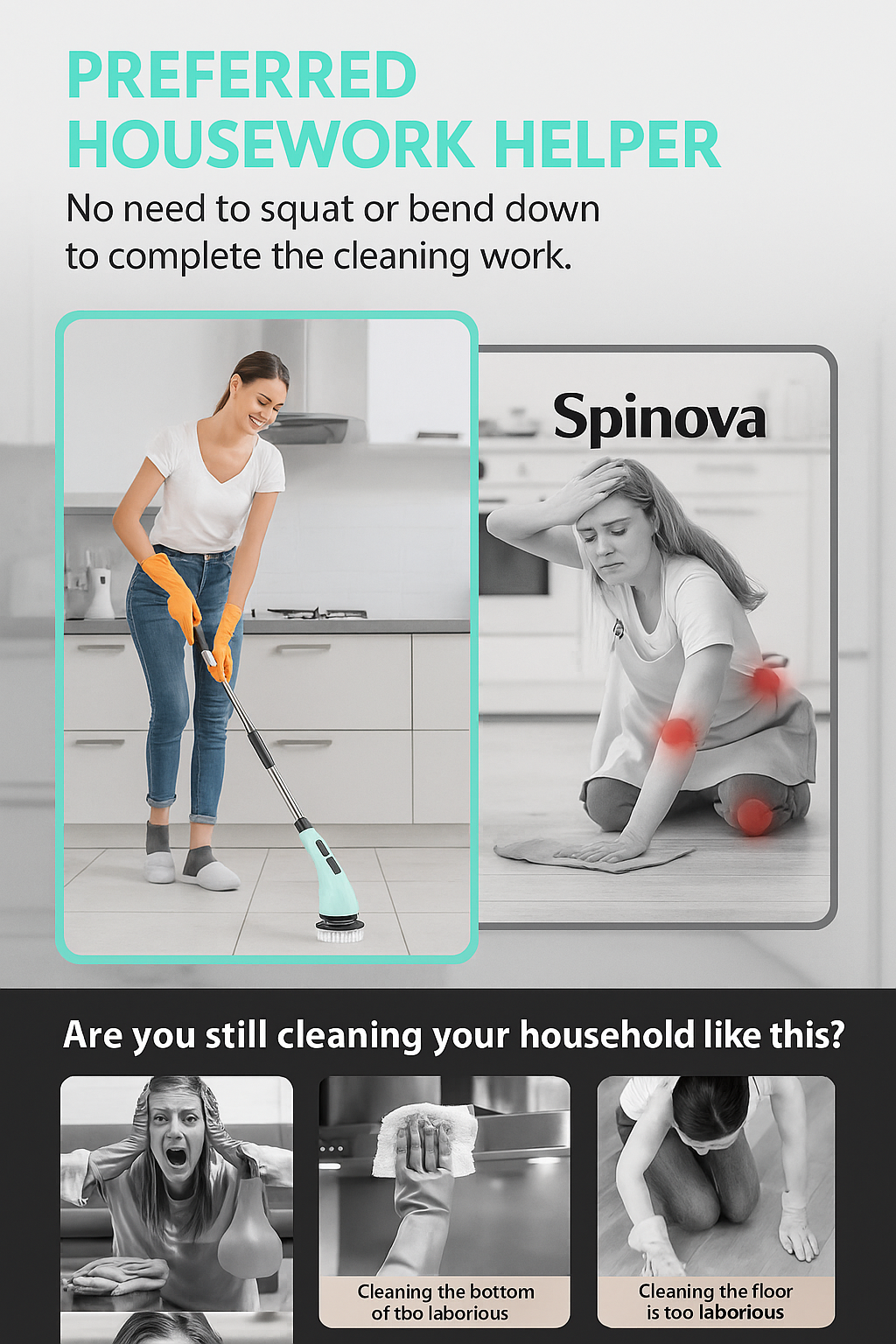Spinova™ – The 9in1 Electric Cleaning Brush That Does the Scrubbing For You