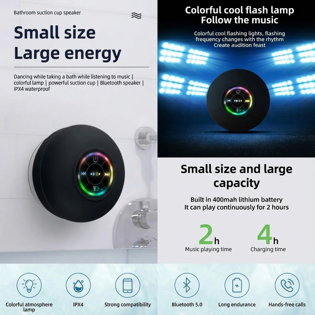 ShowerBox™ RGB Waterproof Suction Bluetooth Speaker